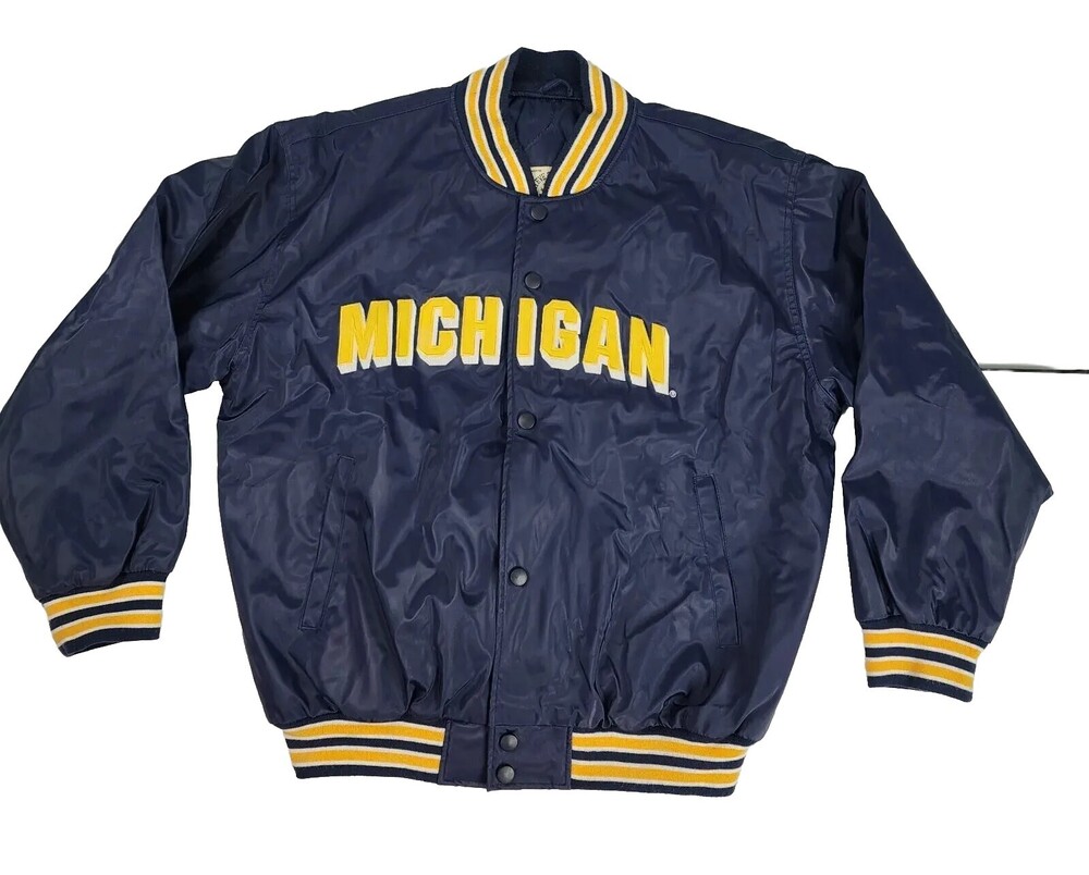 Steve & Barry's Men XL University Of Michigan Nylon Varsity Jacket/Bomber Navy